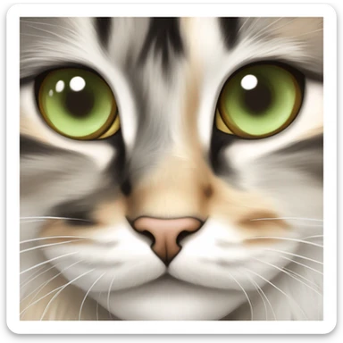 Maine coon dilute Calico half face colored and light green eyes sticker