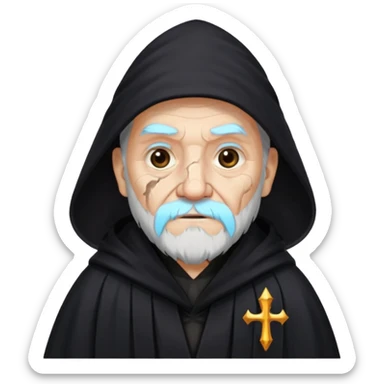 old wizard with black robe and cracked skin sticker
