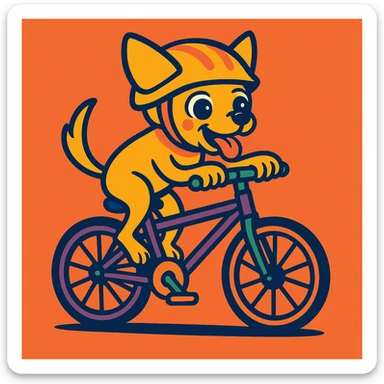 Add a fun helmet to the chihuahua on a bike, preserving the energetic and fun style. sticker