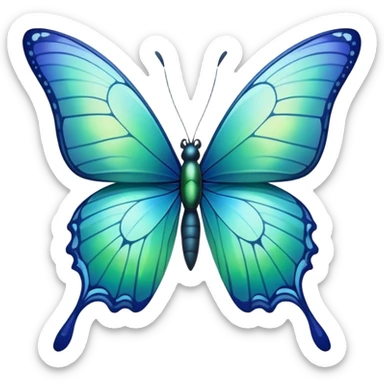 Blue and green butterfly sticker