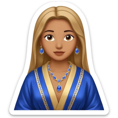 River Queen – sapphire necklace + silk robe sticker