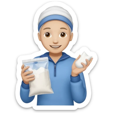 happy with a small plastic bag full of white powder sticker