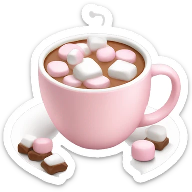 Light Pink mug of hot chocolate with marshmallows  sticker