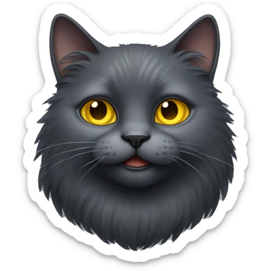Fluffy dark grey cat with yellow eyes sticker