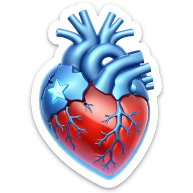 A translucent 3D heart with a sci-fi blue star inside sticker