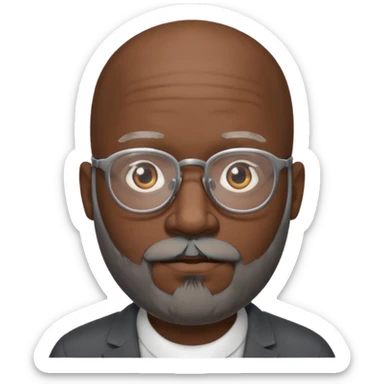 bald gray beard black man glasses sticker