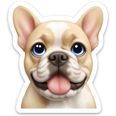 blonde with blue eyes and red French bulldog  sticker