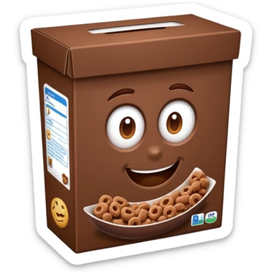 brown chocolate cereal box with no face sticker