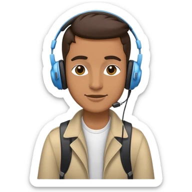 Cool city tour guide with headphones on sticker