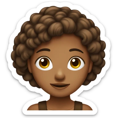 menina olho marrom  escuro  cabelo no ombro marrom criansa sticker