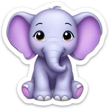 Lilac cute baby elephant sticker