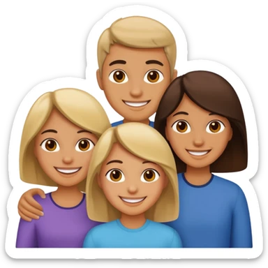 family of 5 members excited sticker