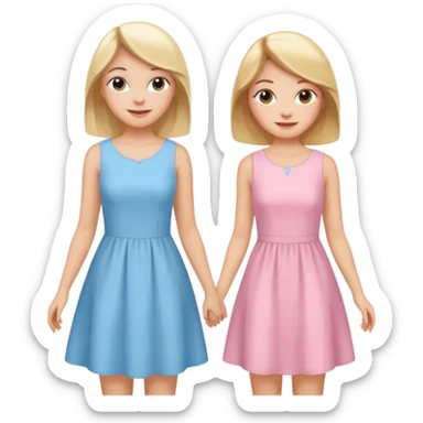 happy pride and prejudice blonde girl in light blue dress and brunette girl in light pink dress sticker
