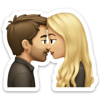 brunette girl kissing blonde man sticker