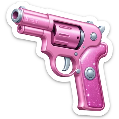 pink sparkly gun sticker