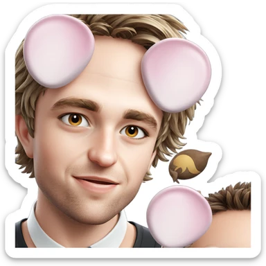smiling boy with animal ears sticker
