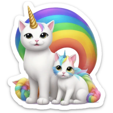 Rainbow cat with unicorn and babies sticker