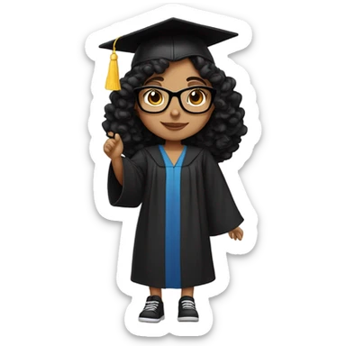 Hispanic white girl with black glasses and dark curly shoulder length hair graduate  sticker