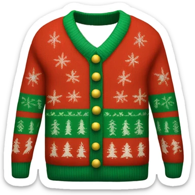 red and green christmas sweater sticker