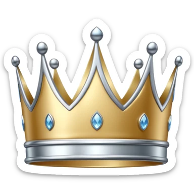 A luxury silver crown emoji, chrome metallic finish, smooth rounded edges, subtle sparkle, polished reflective surface, cute proportions, iOS emoji style, centered on a clean white background, soft studio lighting, no outlines sticker