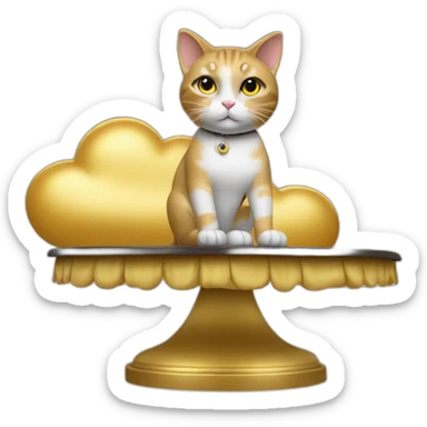 cat secretary sitting on top of the gold cloud sticker