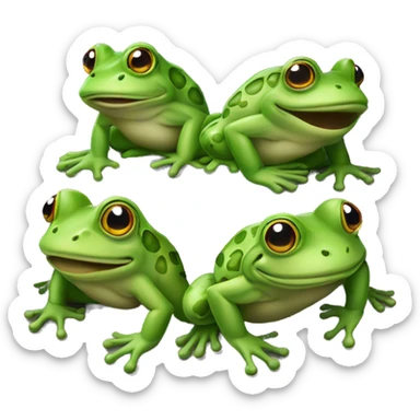 three frogs hopping on a rock sticker