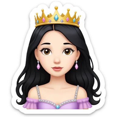 Birthday princess long black hair sticker
