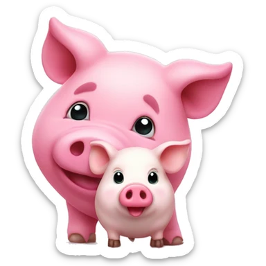 pink heart with a piglet sticker
