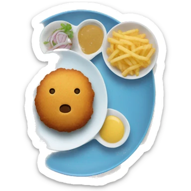 croquetas in a plate blue  sticker