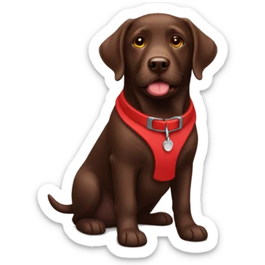 A chocolate labrador with a red collar  sticker