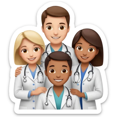 medico abraçando varios pacientes sticker