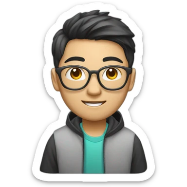 asian teen computer science major intern as software engineer in a cool tech startup sticker