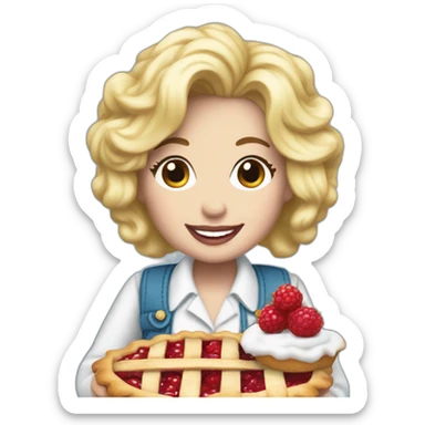 Dolly Parton carrying a berry pie sticker