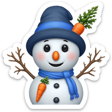 snowman wearing blue hat sticker