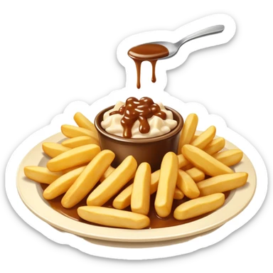 poutine in a white plate sticker
