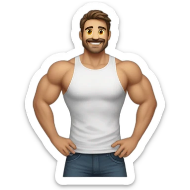 hombre moreno musculoso de costado y con los brazos arriba sticker