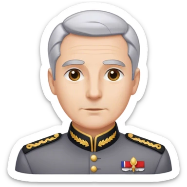 man with short, slicked-back gray hair well-fitted servant uniform sticker