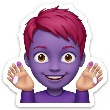BIG BIG head  tiny toes  red hair purple skin sticker