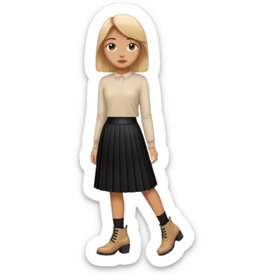  Black pleated skirt and ankle boots  sticker