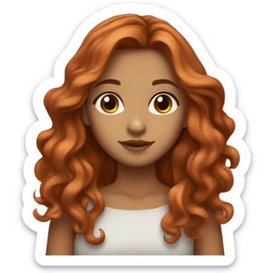 Beautiful girl,copper hair,wavy hair，long hair,Brown eyes sticker