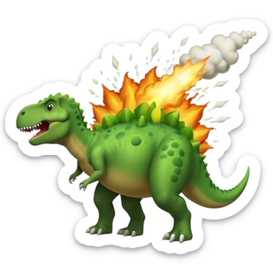 Dinosaur farting out a explosion from his butt sticker
