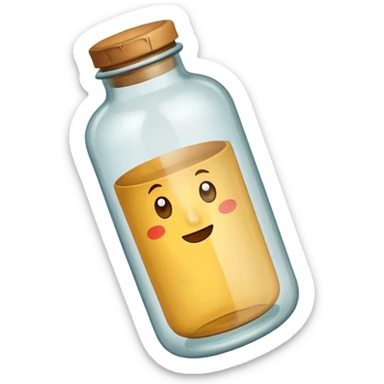 glass bottle with a paper message inside sticker