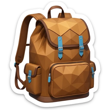 backpack brown emoji low poly  sticker