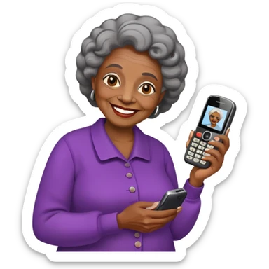 black old lady with flip phone sticker