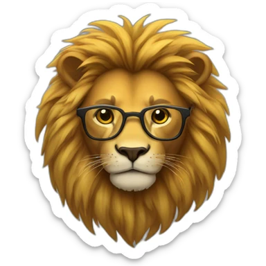 Lion with yellow fur brown mane and glasses sticker