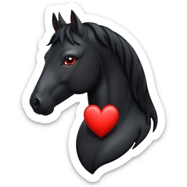 Black Horse centered within a red heart emoji sticker
