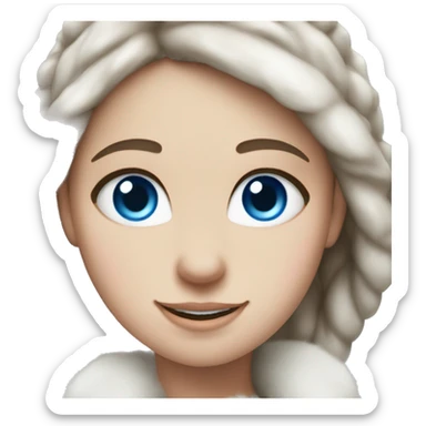 White Reindeer girl happy brown hair and blue eyes sticker