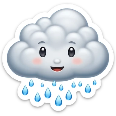 rain cloud with raindrops, cheerful sticker