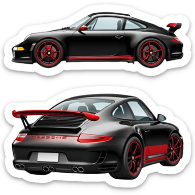 Black Porsche 911 with red details sticker
