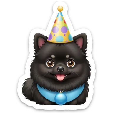 Black Pomeranian birthday sticker